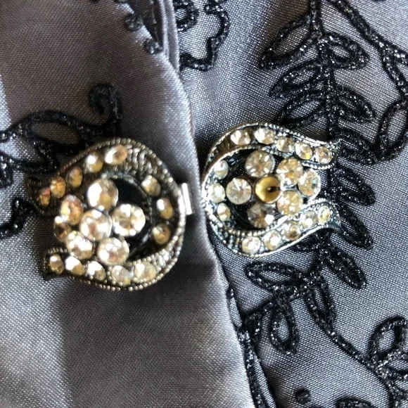 R&M RICHARDS Gunmetal Embroidered Floral Duster Jacket organza style 18 - Picture 16 of 16